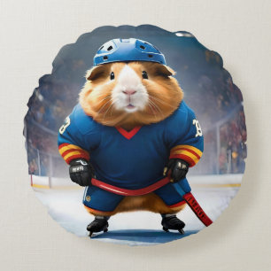 Coussins Ronds "Rink Rookie : Le Cochon De Guinée pour le hockey
