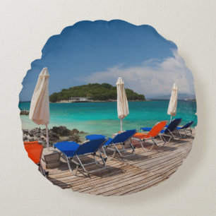 Coussins Ronds Riviera albanaise, Ksamil, bord de mer de la ville