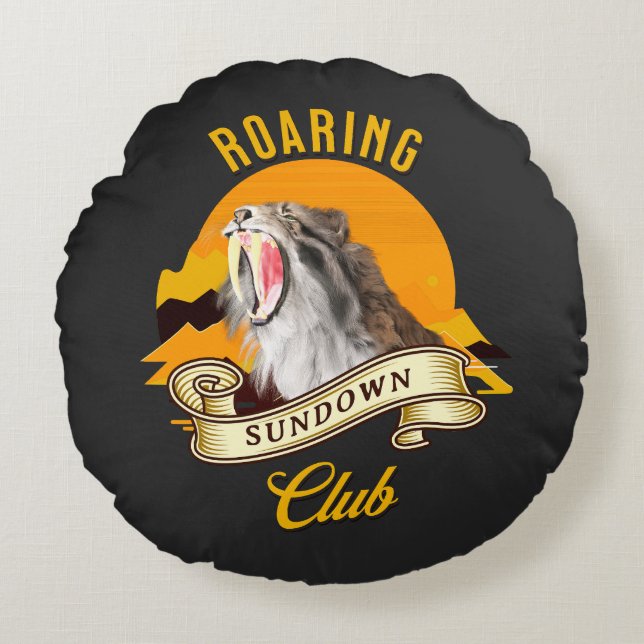Coussins Ronds Roaring Sundown Club Sabertooth Tiger (Devant)