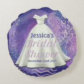 Coussins Ronds Robe de mariée pour Shower de Mariée Violet et Or  (Dos)