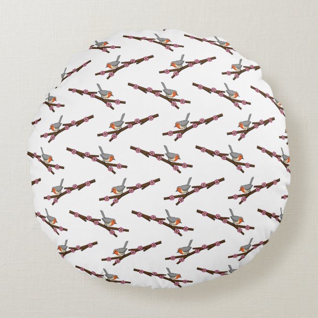 Coussins Ronds Robin sur Sakura (Devant)