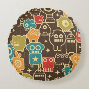 Coussins Ronds Robot et monstres motif moderne sans faille en arr