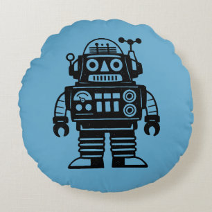 Coussins Ronds Robot Inspiré du Milieu du Siècle Rétro