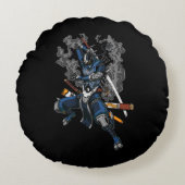 Coussins Ronds Robot Ninja Samurai Guerrier Arts Martiaux (Devant)