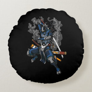 Coussins Ronds Robot Ninja Samurai Guerrier Arts Martiaux