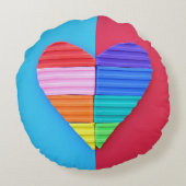 Coussins Ronds Romantic Love Twin Rainbow Hearts (Dos)