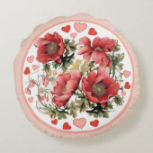 Coussins Ronds Romantique Vintage Poppy et Coeurs (Dos)