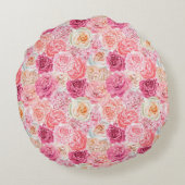 Coussins Ronds Rose Blanc Rosé Magenta Fleurs Floral (Dos)