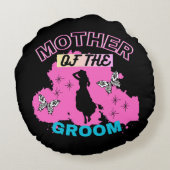 Coussins Ronds Rose, Bleu & Noir Maman Mère Maman Du Marié (Dos)