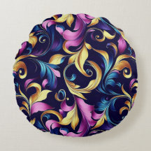 Rose, Bleu, Or, Motif à souffle feuille