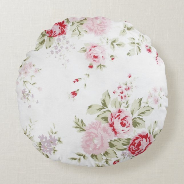 Coussins Ronds Rose chic minable floral (Devant)