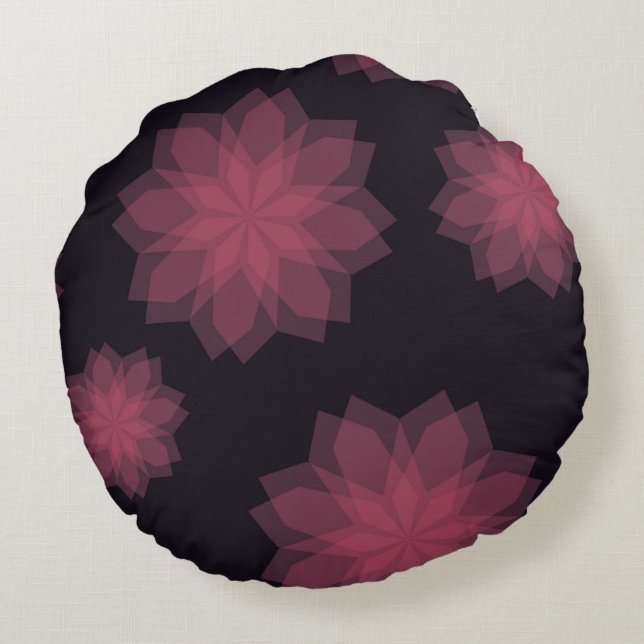 Coussins Ronds Rose, cool, tendance, abstraction de fleurs modern (Dos)