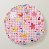 Coussins Ronds rose de motif de bande dessinée d'amusement (Dos)