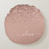 Coussins Ronds Rose Gold Blush Pink Parties scintillant Script Mo (Devant)