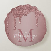 Coussins Ronds Rose Gold Sparkle Parties scintillant Drives Monog (Dos)