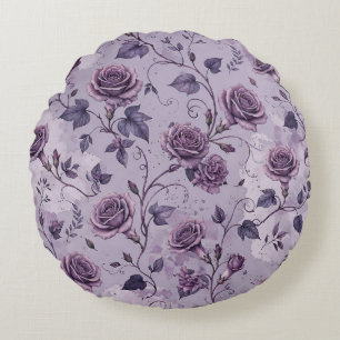 Coussins Ronds Rose Lavande Poussiéreuse Teintes Rêveuses Florale