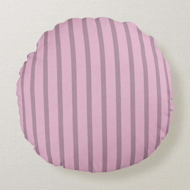 Coussins Ronds Rose moderne rose et mauve rayé (Devant)