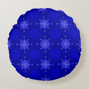 Coussins Ronds Rose Ocean Blue Compass