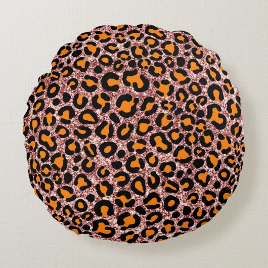 Coussins Ronds Rose Parties scintillant or Leopard Girly Cheetah  (Devant)