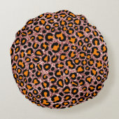 Coussins Ronds Rose Parties scintillant or Leopard Girly Cheetah  (Dos)