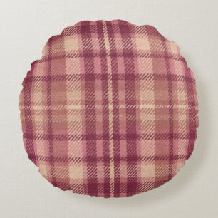 Coussins Ronds Rose Poussiéreuse Tissu à Carreaux aux Teintes Ros