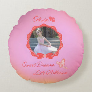 Coussins Ronds Rose "Sweet Dreams Little Ballerina" Personnalisé