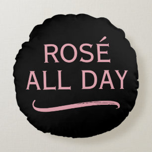 Coussins Ronds Rosé toute la journée décoratif noir et rose stylé