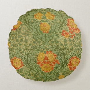 Coussins Ronds Rose vintage et feuilles Floral Arts Vert Or