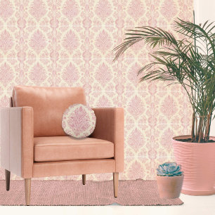 Coussins Ronds Rose vintage rose Damask