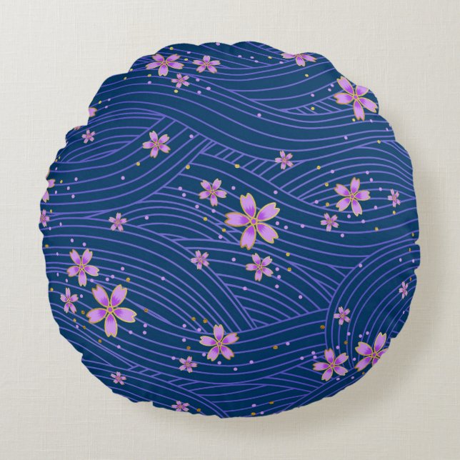 Coussins Ronds rose violet et bleu (Devant)