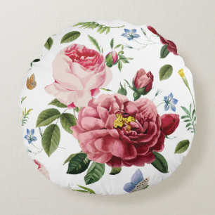 Coussins Ronds Roses Anglaises Roses Romantiques Élégantes Vintag