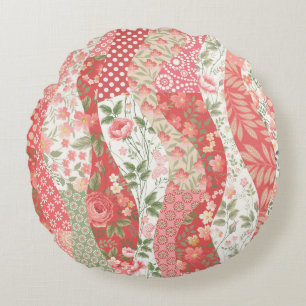 Coussins Ronds Roses de Patchwork : conception motif transparente