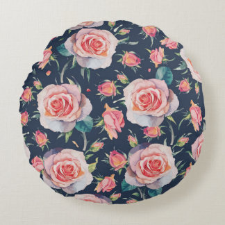Coussins Ronds Roses et Rosebuds : Floral Seamless.