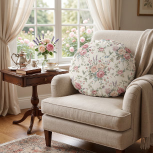Coussins Ronds Roses pastel élégant shabby chic