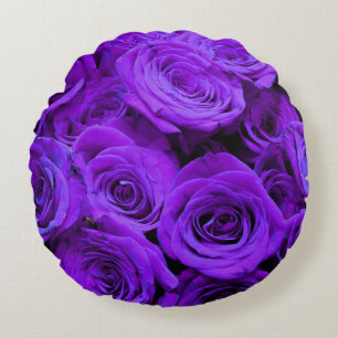 Coussins Ronds roses violet romantique, joli bouquet de rose