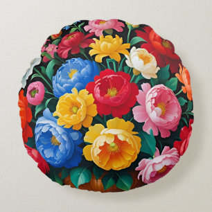 Coussins Ronds Roses vives et colorées