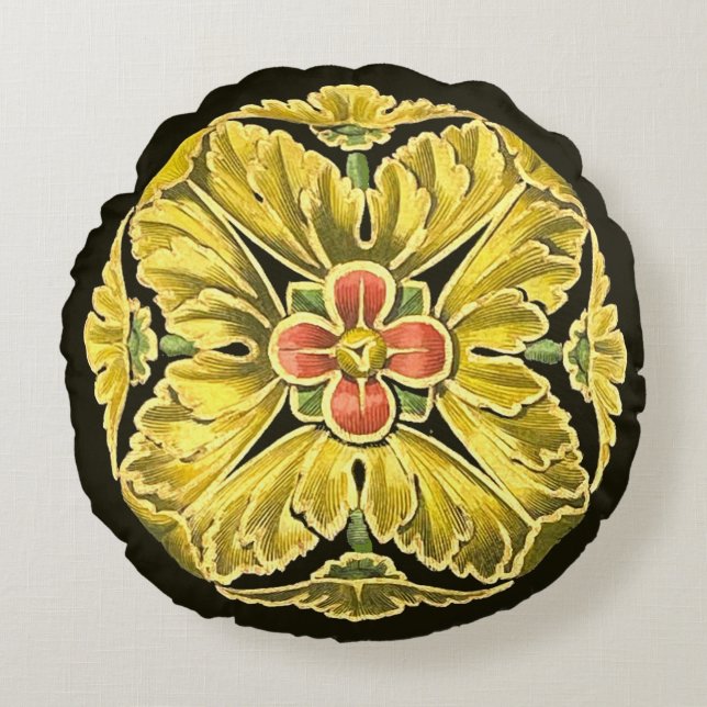 Coussins Ronds Rosette architecturale antique n° 3 (Devant)