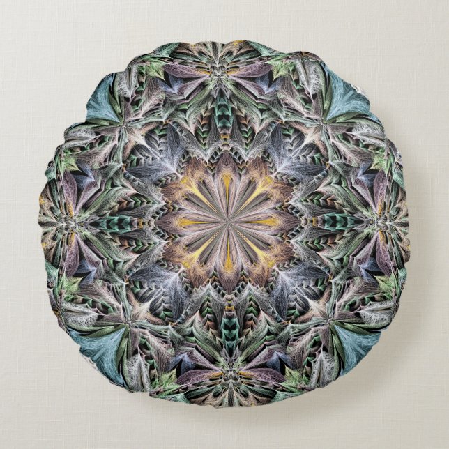 Coussins Ronds Rosette de jardin Abstraite à plusieurs couleurs (Devant)