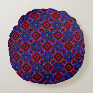 Coussins Ronds Rouge avec des étoiles bleues