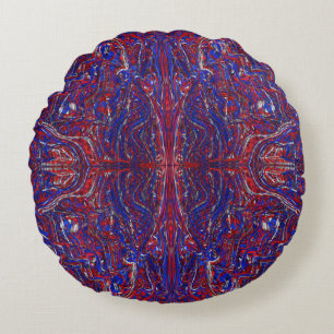 Coussins Ronds Rouge Blanc et Bleu Tourbillons Abstraits Modernes