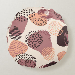 Coussins Ronds Rouge Brown biologique, Formes Abstraites.