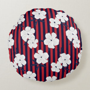 Coussins Ronds Rouge et bleu Floral botanique sans couture motif