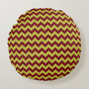 Coussins Ronds Rouge et or paillettes Zig Zag