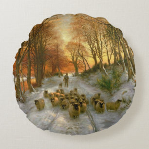 Coussins Ronds Rougeoyé avec des teintes de même des heures