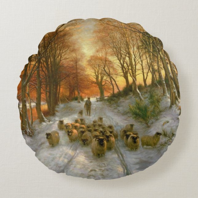 Coussins Ronds Rougeoyé avec des teintes de même des heures (Devant)