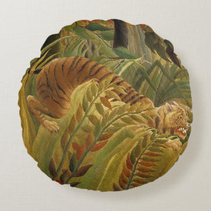Coussins Ronds Rousseau Jungle Tropical Tiger Art