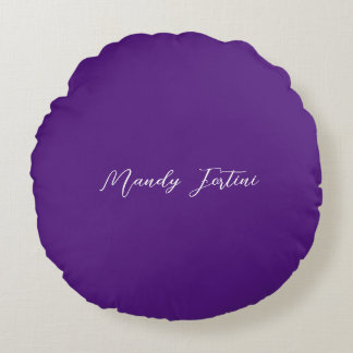 Coussins Ronds Royal Purple Plain Élégante Calligraphie minimalis