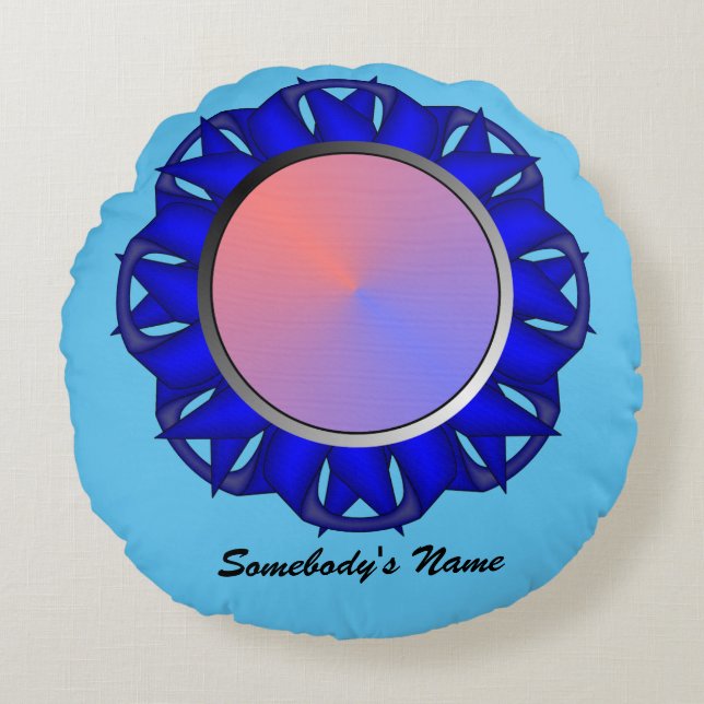 Coussins Ronds Ruban de disque bleu par Kenneth Yoncich (Devant)