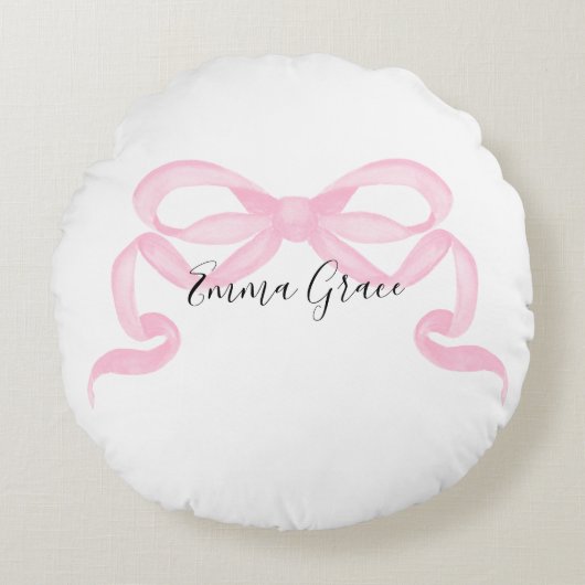 Coussins Ronds Ruban rose personnalisé (Devant)