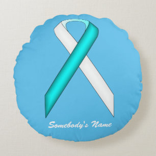 Coussins Ronds Ruban Turquoise blanc par Kenneth Yoncich
